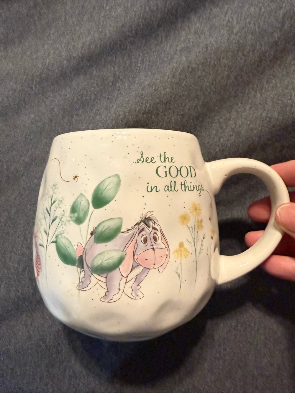 Disney Eeyore Botanical White Ceramic Mug with Pastel Accents